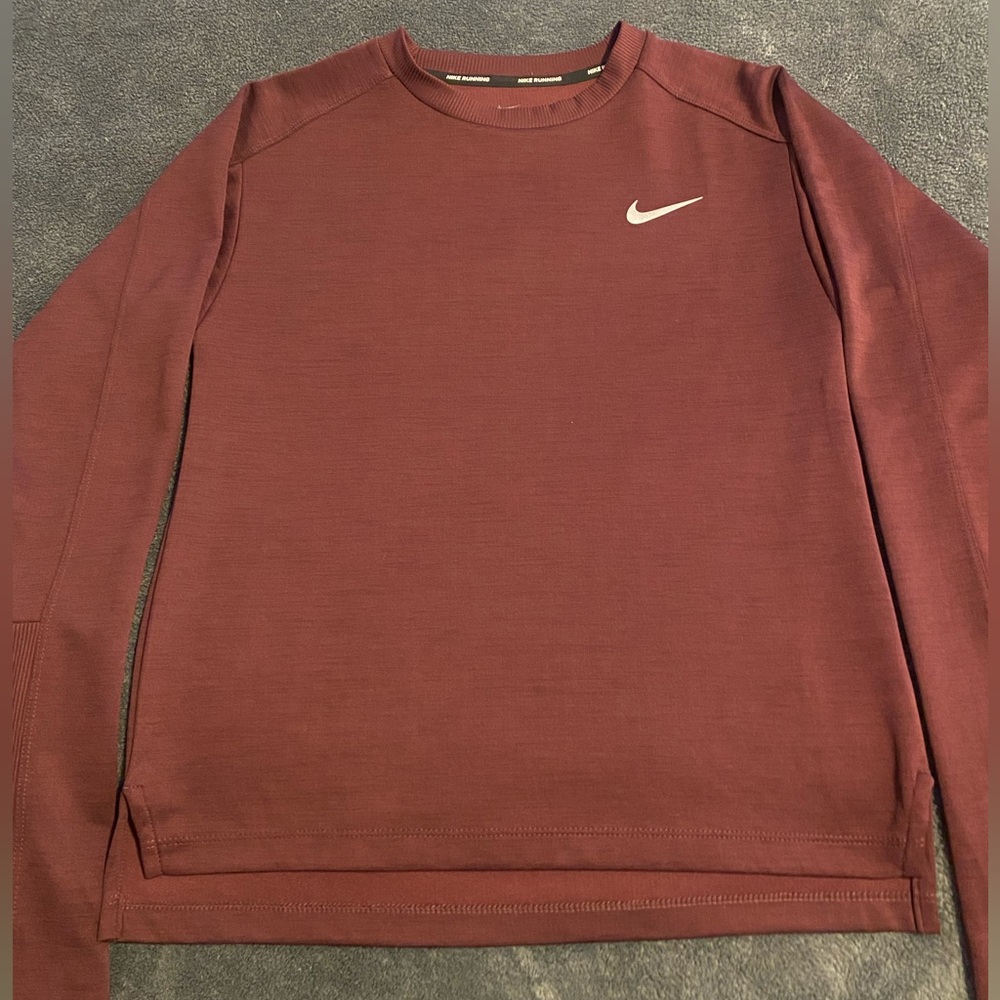 Nike Burgundy Crewneck Top with White Swoosh